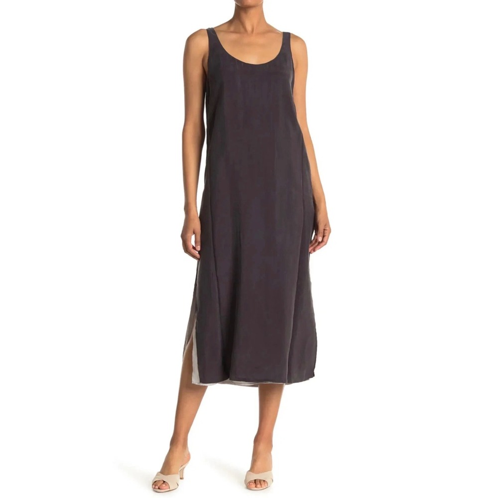 Club Monaco - Reversible Midi Tank Dress 100% Cupro‎ Grey and Silver Size XS